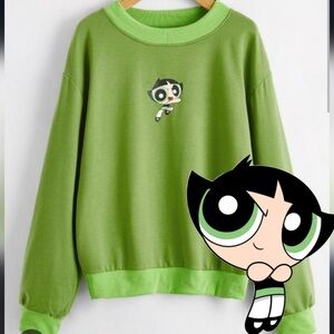 Power Puff Girls ROMWE Lime Green Buttercup Sweatshirt